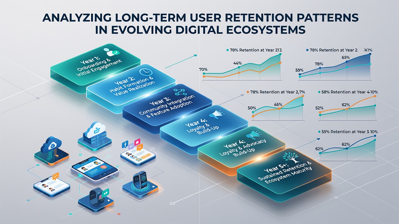 Infographic comparing retention rates between established and emerging digital services during infrastructure transitions